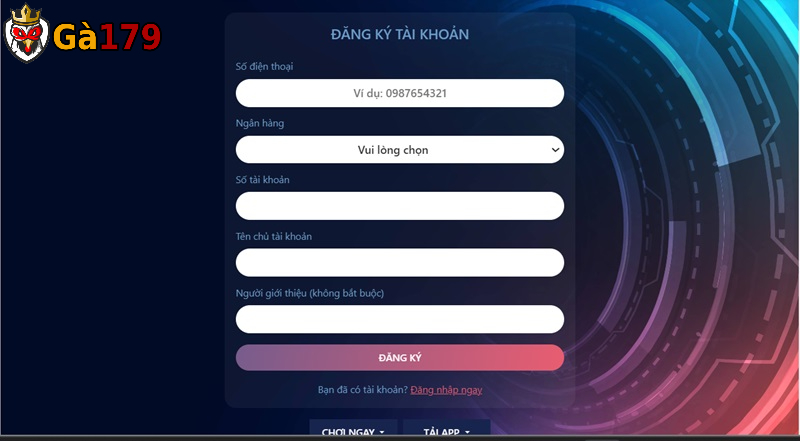 Các bước vào game andar bahar Gà 179 nhanh chóng
